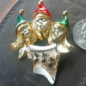 Beautiful Caroling Girls Brooch